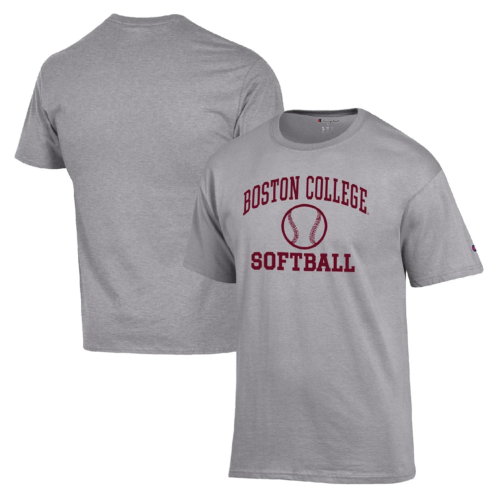 Men's Champion Gray Boston College Eagles Icon Softball Powerblend T-Shirt