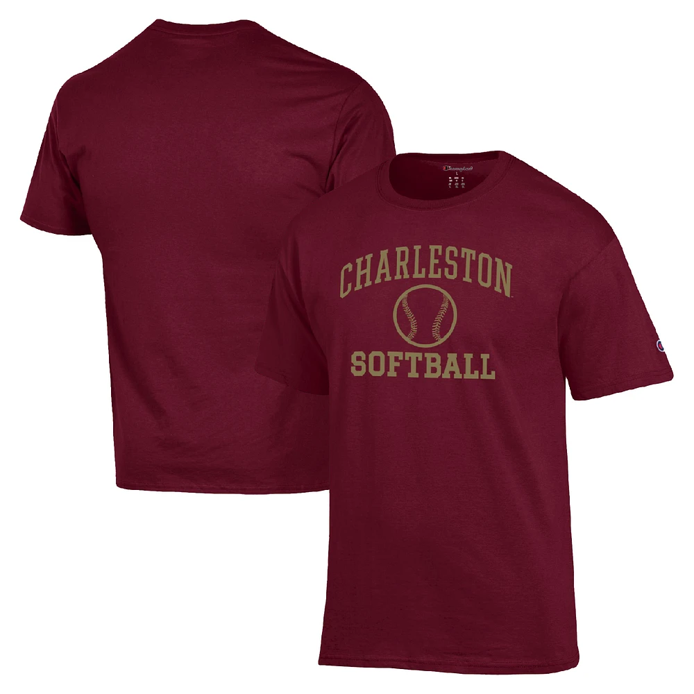 Men's Champion Maroon Charleston Cougars Icon Softball Powerblend T-Shirt