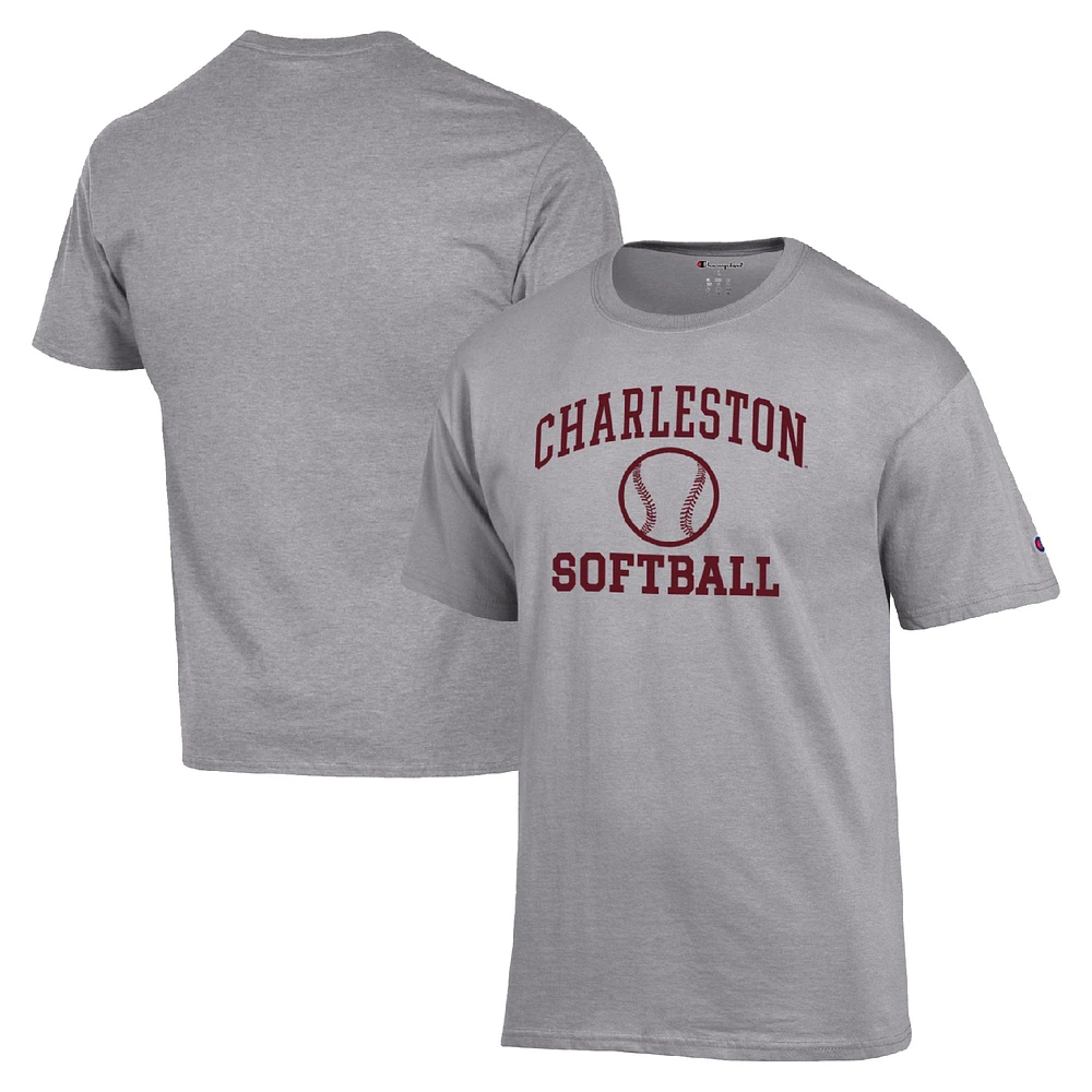 Men's Champion Gray Charleston Cougars Icon Softball Powerblend T-Shirt