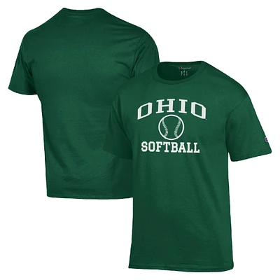 Men's Champion Green Ohio Bobcats Icon Softball Powerblend T-Shirt