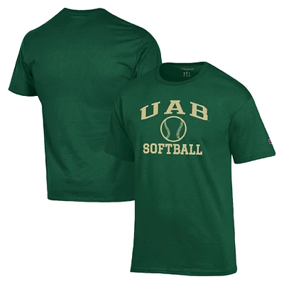 Men's Champion Green UAB Blazers Icon Softball Powerblend T-Shirt