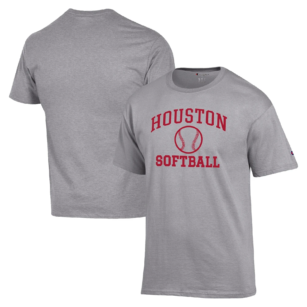 Men's Champion Gray Houston Cougars Icon Softball Powerblend T-Shirt