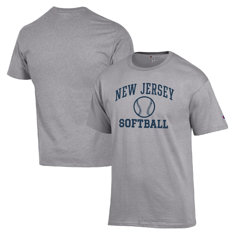 Men's Champion Gray College of New Jersey Lions Icon Softball Powerblend T-Shirt