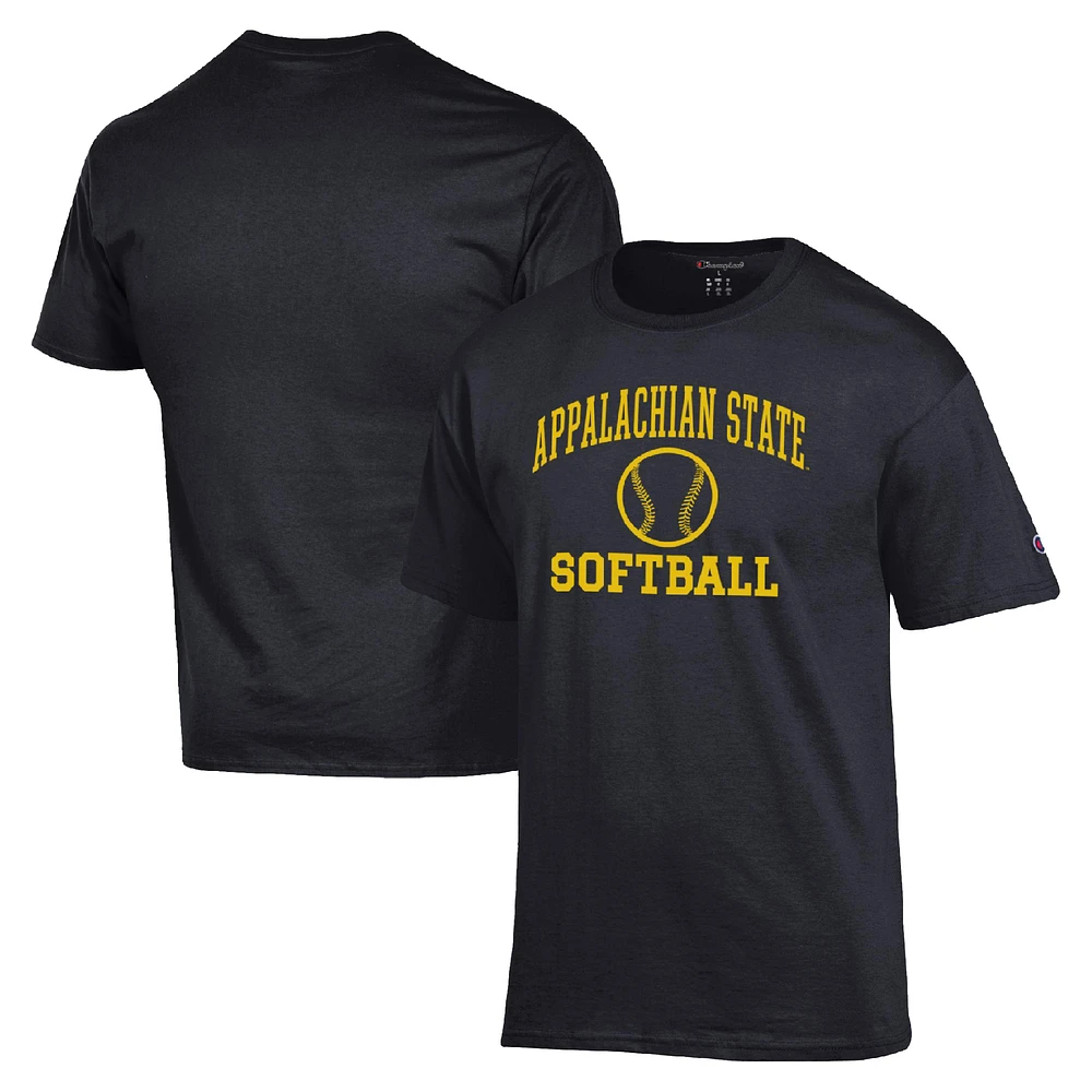 Men's Champion Black Appalachian State Mountaineers Icon Softball Powerblend T-Shirt