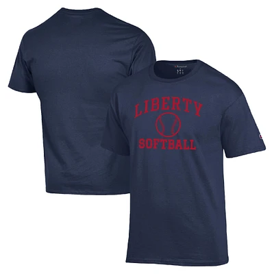 Men's Champion Navy Liberty Flames Icon Softball Powerblend T-Shirt