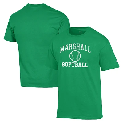 Men's Champion Kelly Green Marshall Thundering Herd Icon Softball Powerblend T-Shirt