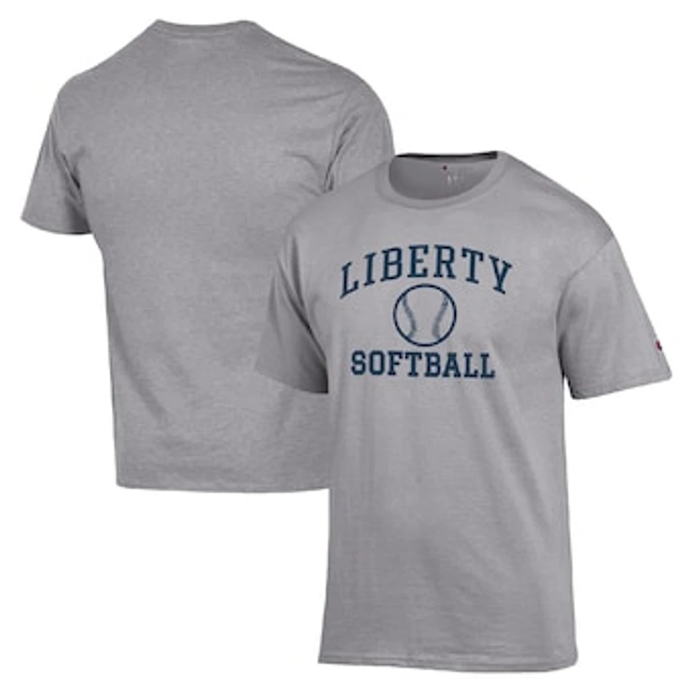 Men's Champion Gray Liberty Flames Icon Softball Powerblend T-Shirt