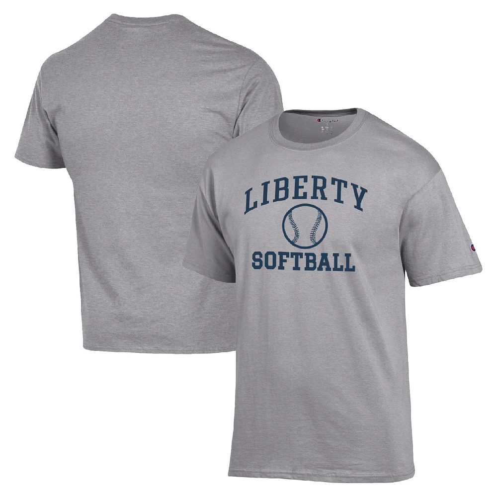 Men's Champion Gray Liberty Flames Icon Softball Powerblend T-Shirt