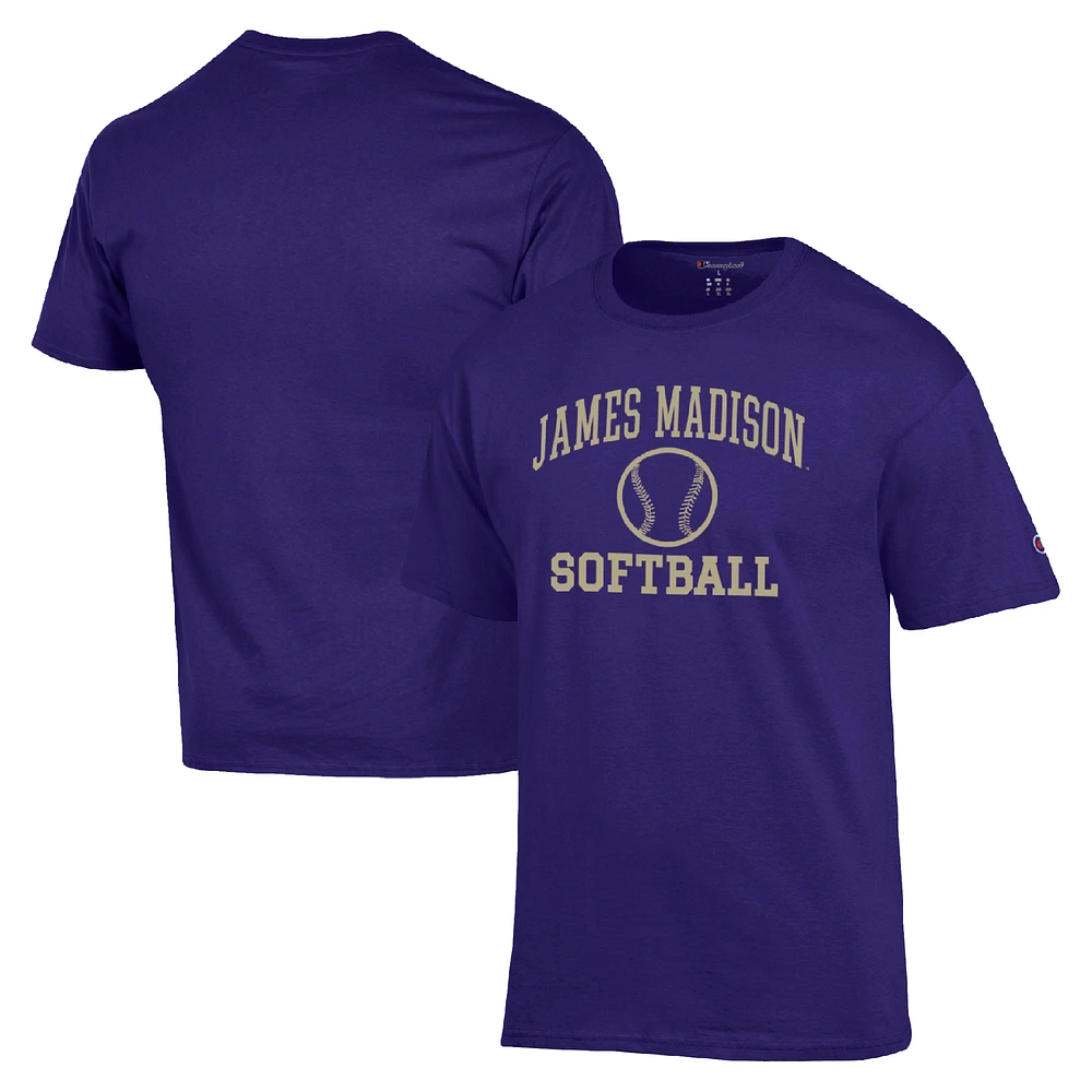 Men's Champion Purple James Madison Dukes Icon Softball Powerblend T-Shirt