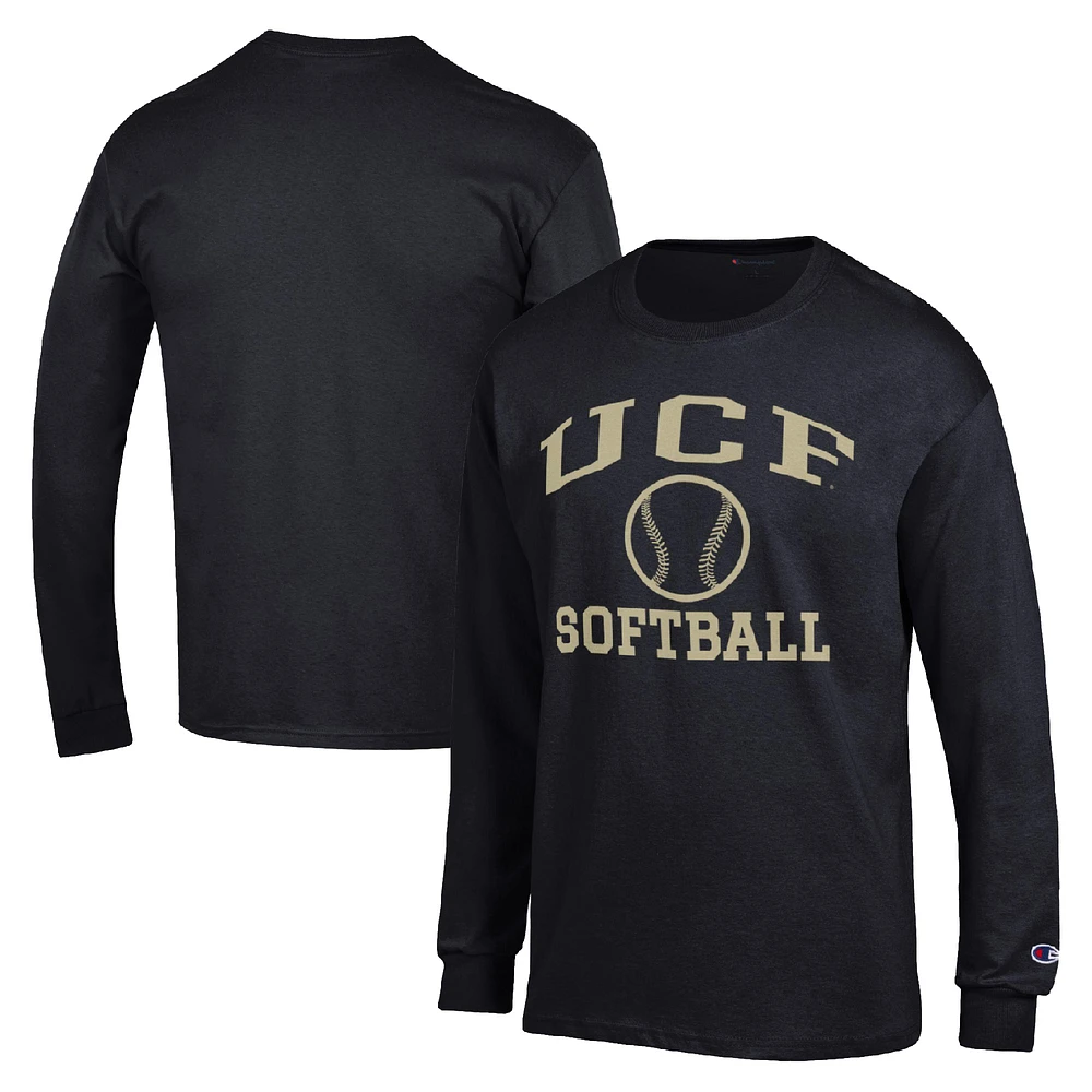 Men's Champion Black UCF Knights Icon Softball Powerblend Long Sleeve T-Shirt
