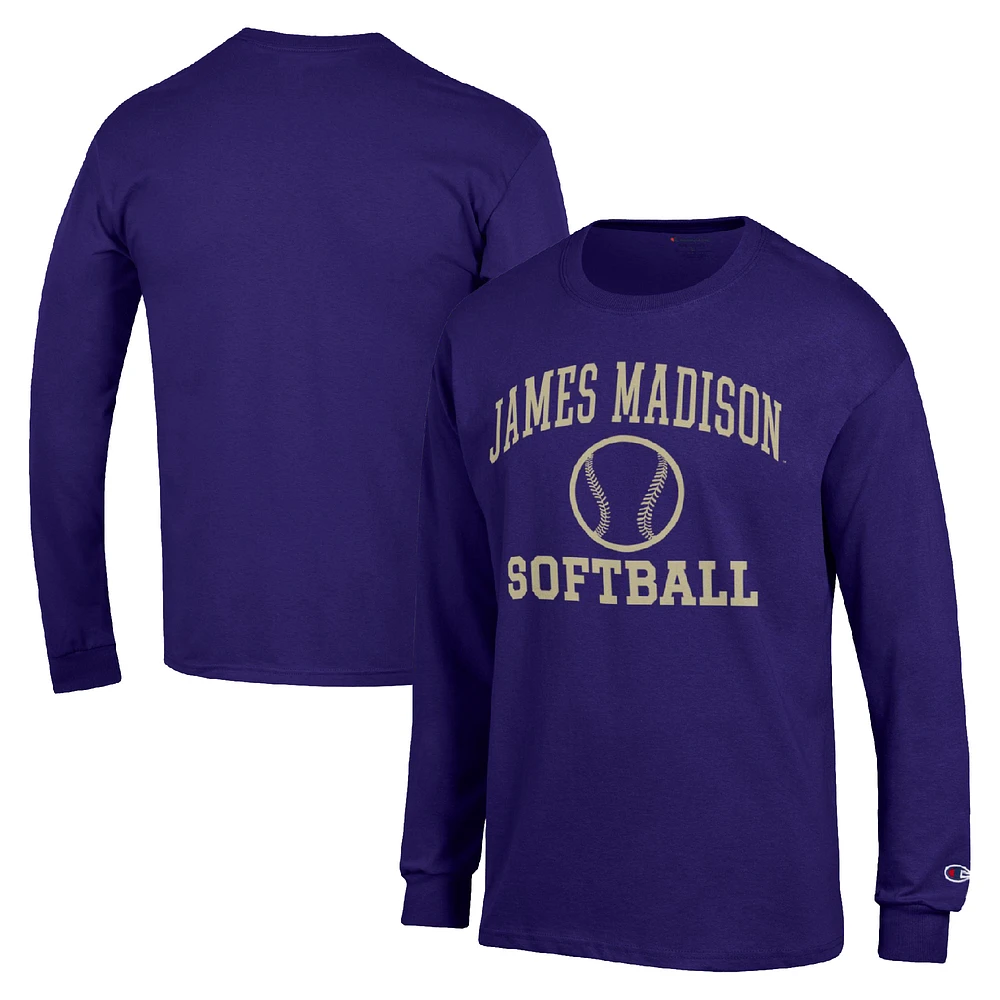 Men's Champion James Madison Dukes Icon Softball Powerblend Long Sleeve T-Shirt