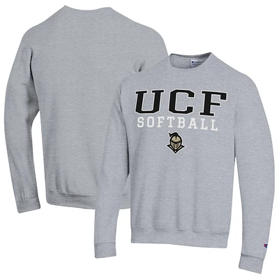 Men's Champion Gray UCF Knights Stack Logo Softball Powerblend Pullover Sweatshirt