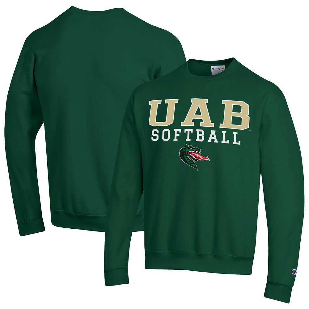 Men's Champion UAB Blazers Stack Logo Softball Powerblend Pullover Sweatshirt