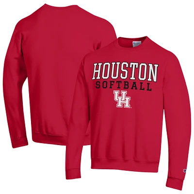 Men's Champion Houston Cougars Stack Logo Softball Powerblend Pullover Sweatshirt