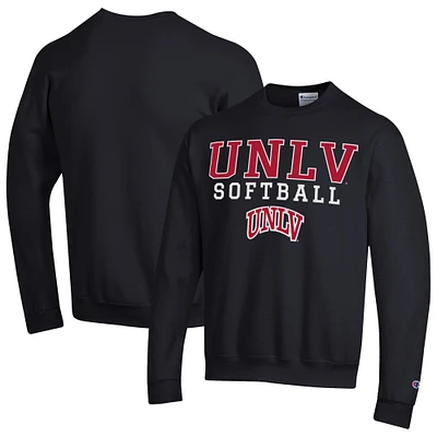 Men's Champion Black UNLV Rebels Stack Logo Softball Powerblend Pullover Sweatshirt