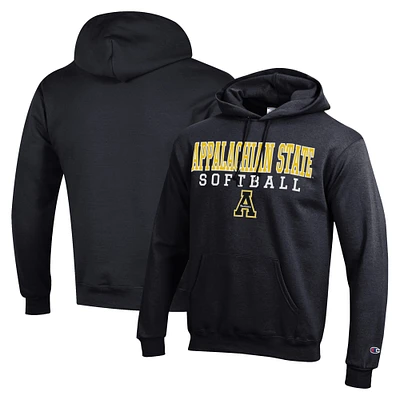 Men's Champion Appalachian State Mountaineers Stack Logo Softball Powerblend Pullover Hoodie
