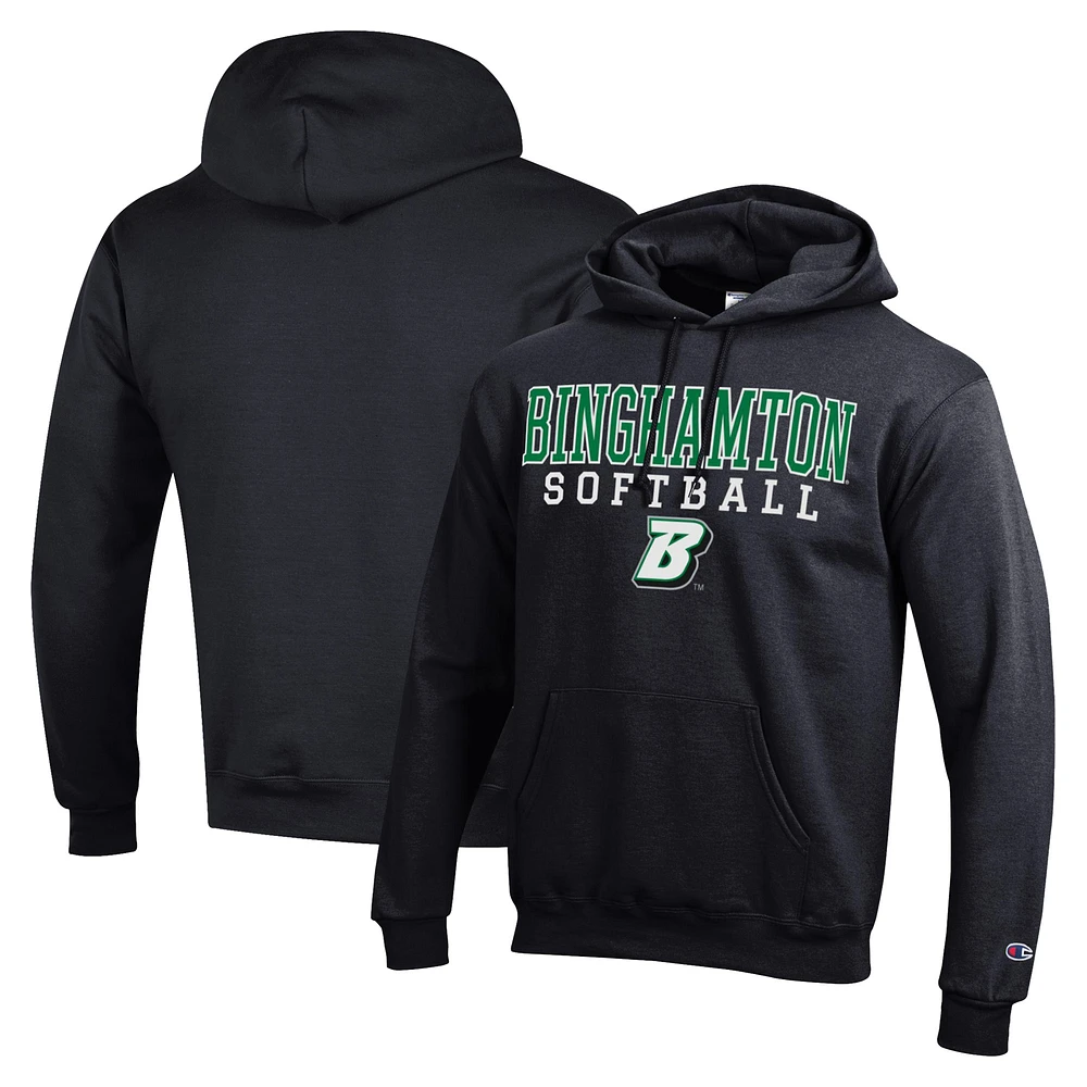 Men's Champion Binghamton Bearcats Stack Logo Softball Powerblend Pullover Hoodie