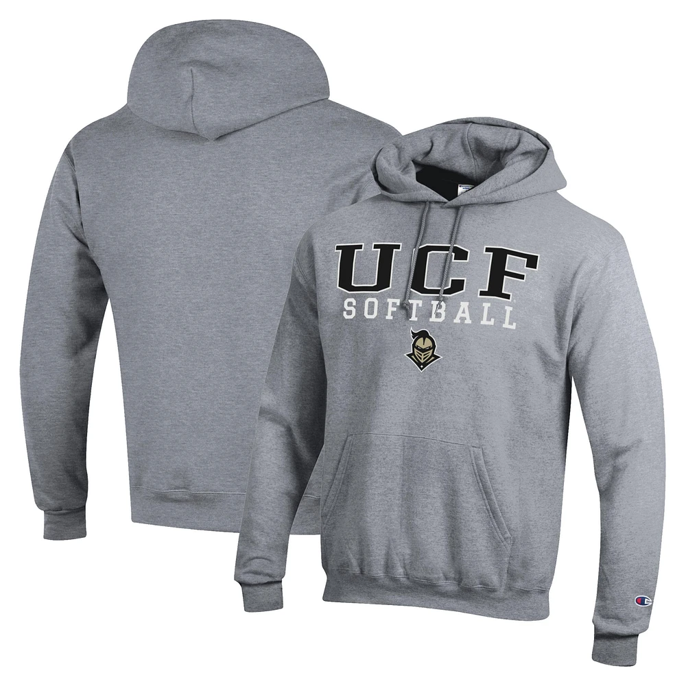 Men's Champion Gray UCF Knights Stack Logo Softball Powerblend Pullover Hoodie