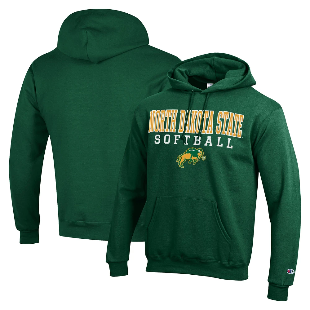 Men's Champion NDSU Bison Stack Logo Softball Powerblend Pullover Hoodie