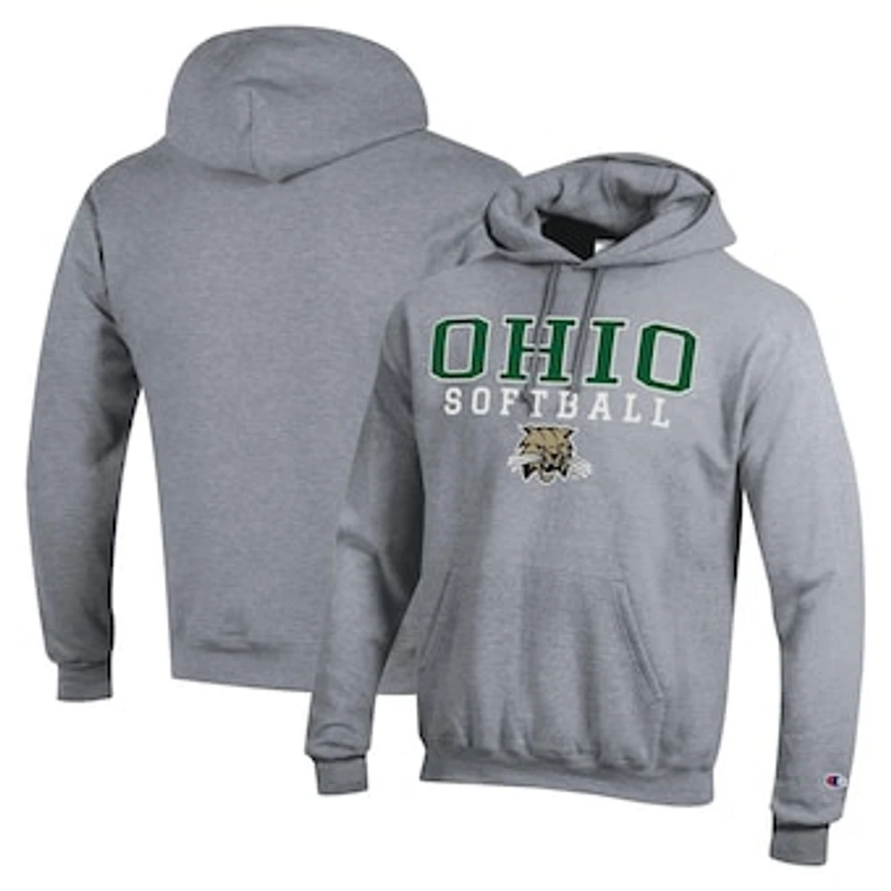 Men's Champion Ohio Bobcats Stack Logo Softball Powerblend Pullover Hoodie