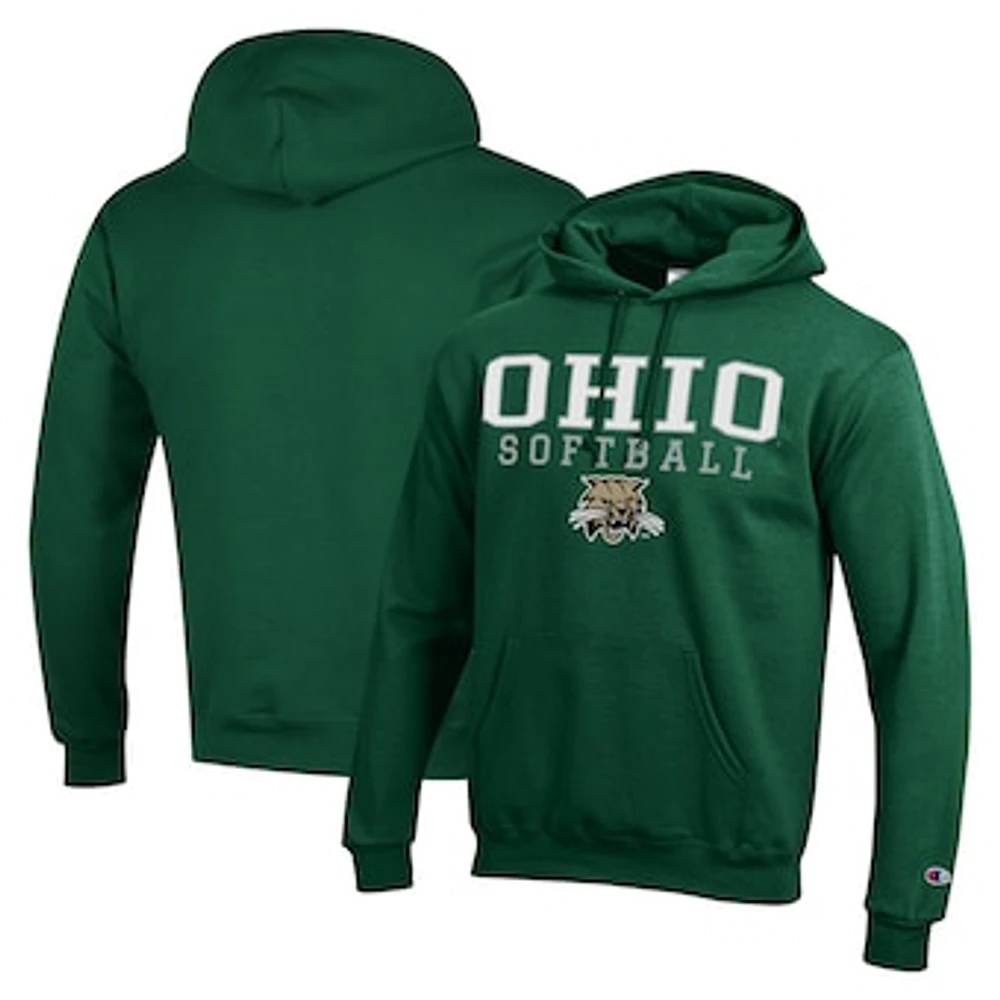 Men's Champion Ohio Bobcats Stack Logo Softball Powerblend Pullover Hoodie