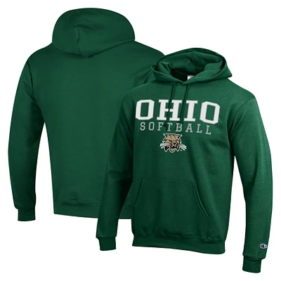 Men's Champion Ohio Bobcats Stack Logo Softball Powerblend Pullover Hoodie