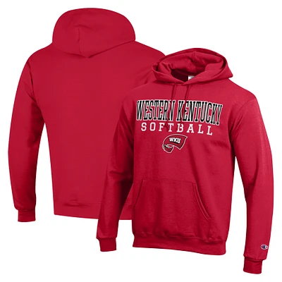 Men's Champion Western Kentucky Hilltoppers Stack Logo Softball Powerblend Pullover Hoodie