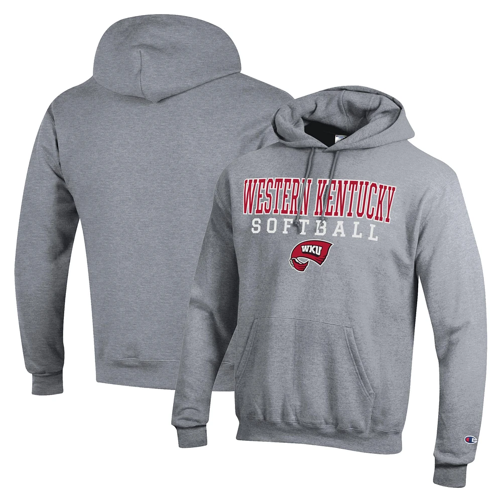 Men's Champion Western Kentucky Hilltoppers Stack Logo Softball Powerblend Pullover Hoodie