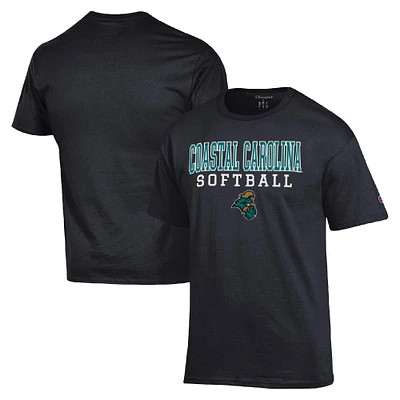 Men's Champion Coastal Carolina Chanticleers Stack Logo Softball Powerblend T-Shirt
