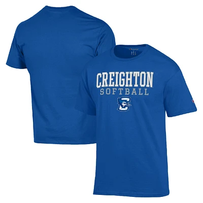 Men's Champion Royal Creighton Bluejays Stack Logo Softball Powerblend T-Shirt