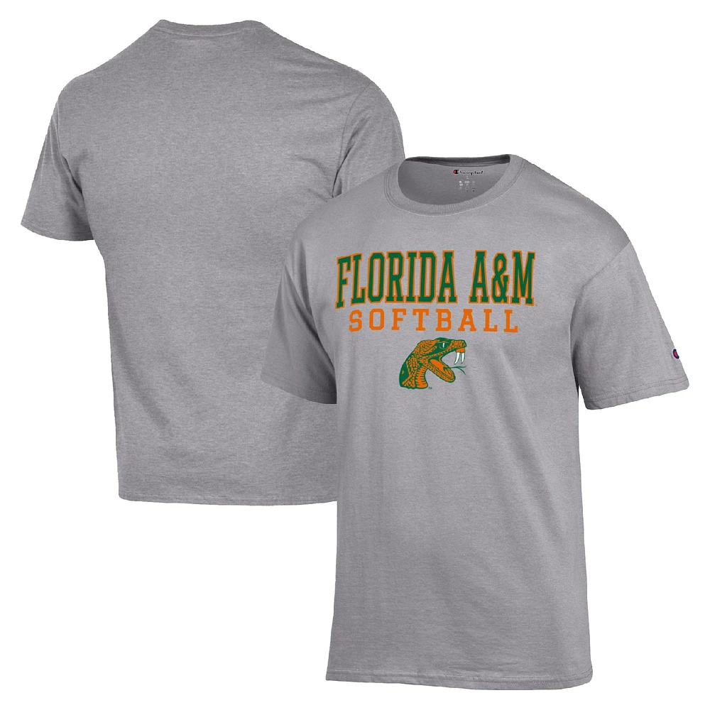 Men's Champion Florida A&M Rattlers Stack Logo Softball Powerblend T-Shirt