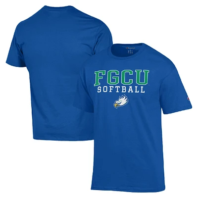 Men's Champion Royal Florida Gulf Coast Eagles Stack Logo Softball Powerblend T-Shirt