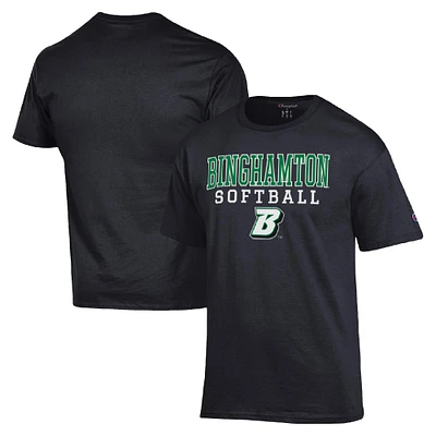 Men's Champion Binghamton Bearcats Stack Logo Softball Powerblend T-Shirt