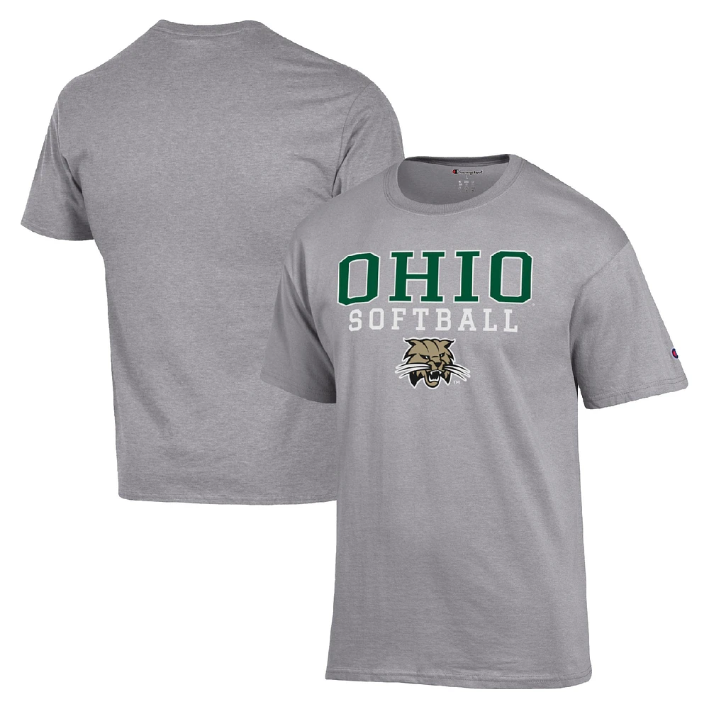 Men's Champion Ohio Bobcats Stack Logo Softball Powerblend T-Shirt