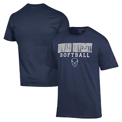 Men's Champion Navy Howard Bison Stack Logo Softball Powerblend T-Shirt