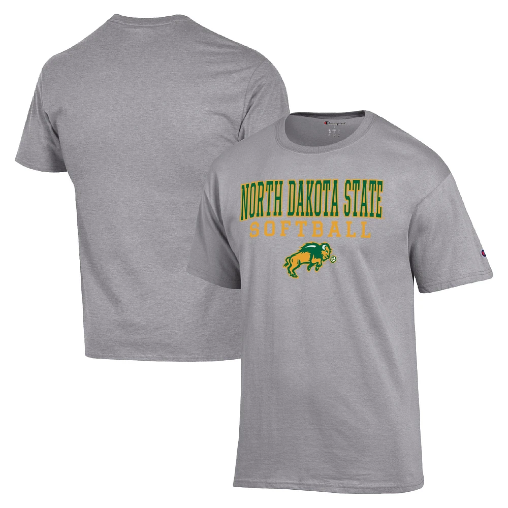 Men's Champion NDSU Bison Stack Logo Softball Powerblend T-Shirt