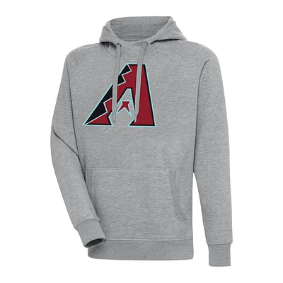 Men's Antigua Heather Gray Arizona Diamondbacks Victory Pullover Hoodie