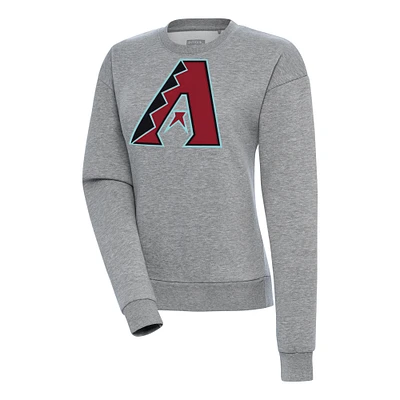 Women's Antigua Heather Gray Arizona Diamondbacks Victory Pullover Sweatshirt
