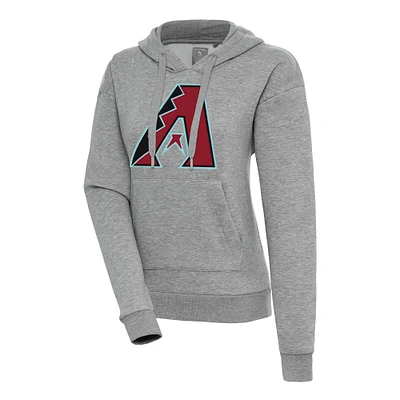 Women's Antigua Heather Gray Arizona Diamondbacks Victory Pullover Hoodie