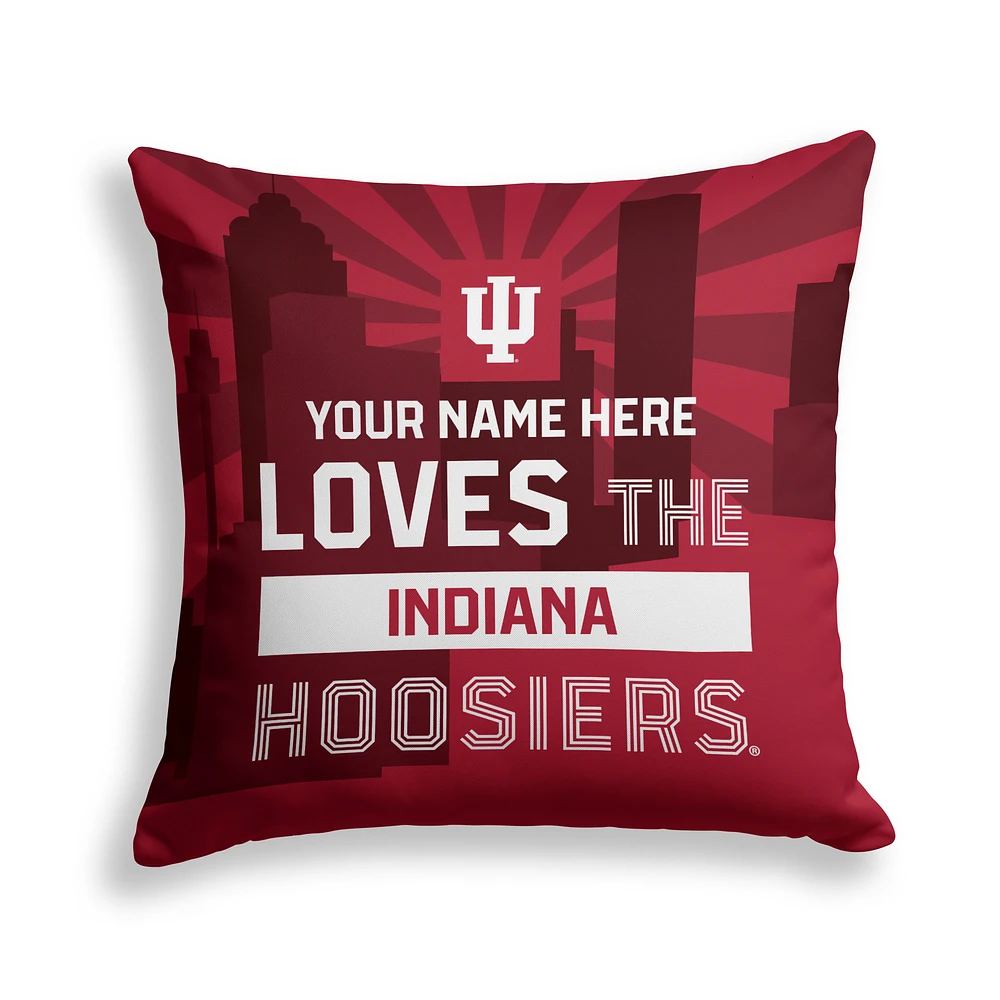 Pegasus Indiana Hoosiers 18" x 18" City Skyline Personalized Decor Pillow