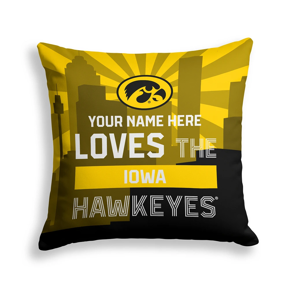 Pegasus Iowa Hawkeyes 18" x 18" City Skyline Personalized Decor Pillow