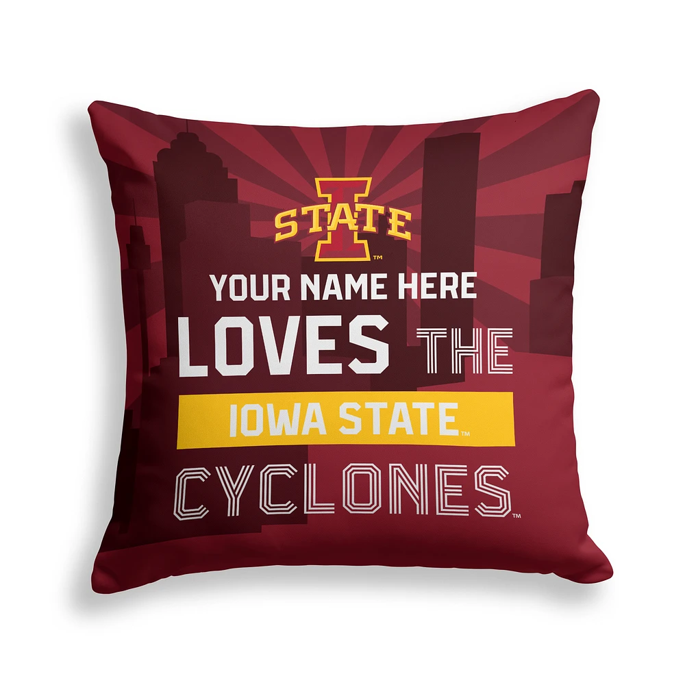 Pegasus Iowa State Cyclones 18" x 18" City Skyline Personalized Decor Pillow