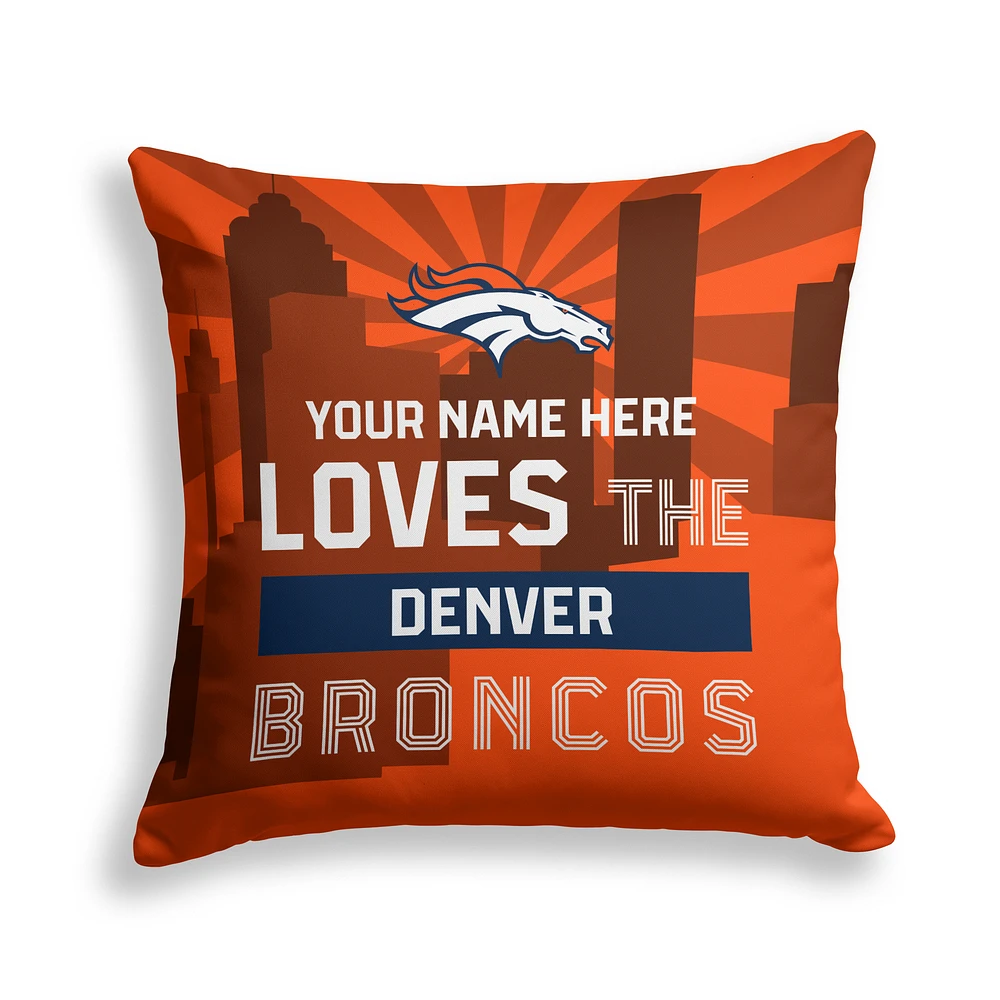 Pegasus Denver Broncos 18" x 18" City Skyline Personalized Decor Pillow