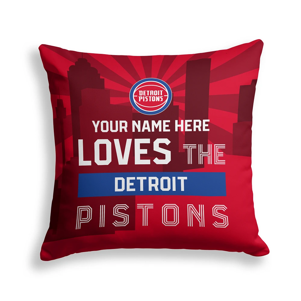 Pegasus Detroit Pistons 18" x 18" City Skyline Personalized Decor Pillow