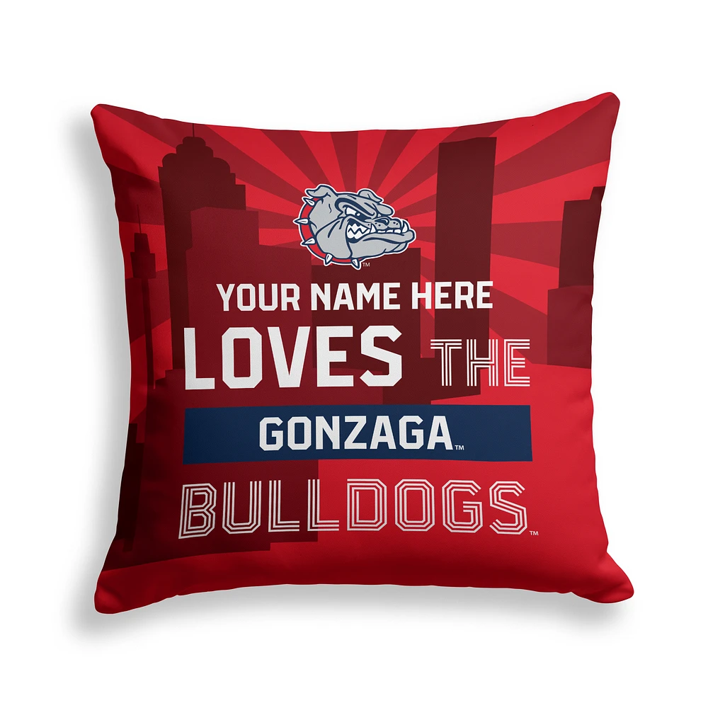Pegasus Gonzaga Bulldogs 18" x 18" City Skyline Personalized Decor Pillow