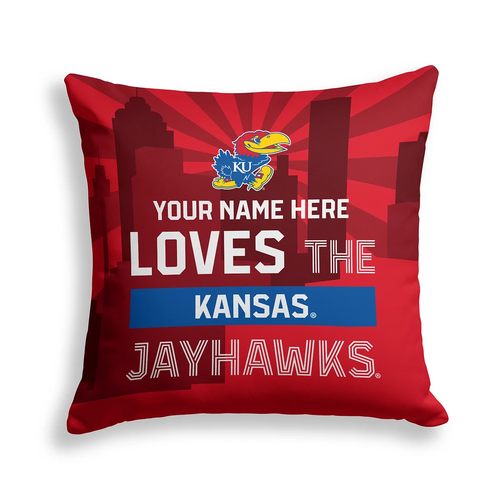 Pegasus Kansas Jayhawks 18" x 18" City Skyline Personalized Decor Pillow