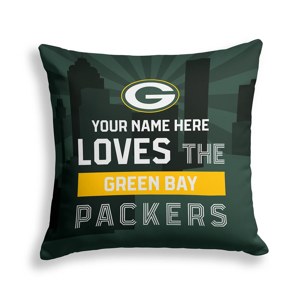 Pegasus Green Bay Packers 18" x 18" City Skyline Personalized Decor Pillow