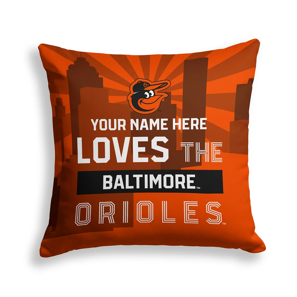 Pegasus Baltimore Orioles 18" x 18" City Skyline Personalized Decor Pillow