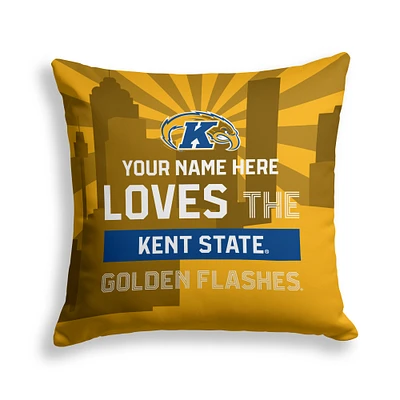 Pegasus Kent State Golden Flashes 18" x 18" City Skyline Personalized Decor Pillow