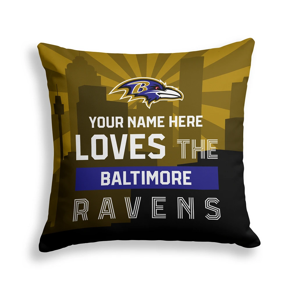 Pegasus Baltimore Ravens 18" x 18" City Skyline Personalized Decor Pillow